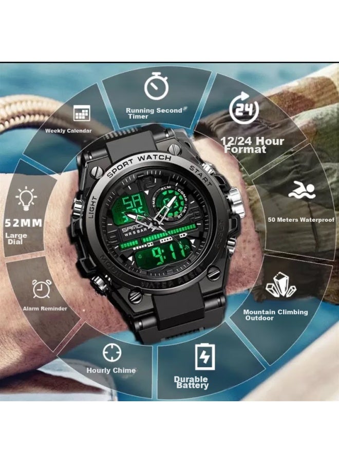 Sanda Electronic Watch For Men, Students, Luminous, Waterproof, For Middle School And High School Students, Sports, Military Enlistment, Soldiers' Watch - Image 1
