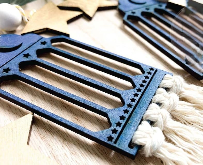 Haoser Set of 4 Boho Ramadan Lantern Macrame Garland,Islamic Wall Hanging,Islamic Boho,Ramadan Decor, Ramadan Lantern Hanging Ornament|Ramadan Decorations for Home |Ramadan Decorations Lanterns - Image 3