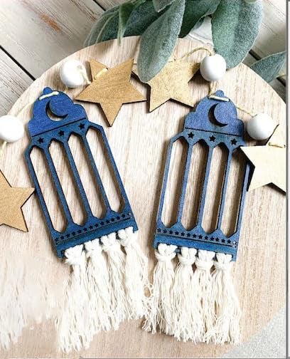 Haoser Set of 4 Boho Ramadan Lantern Macrame Garland,Islamic Wall Hanging,Islamic Boho,Ramadan Decor, Ramadan Lantern Hanging Ornament|Ramadan Decorations for Home |Ramadan Decorations Lanterns - Image 5