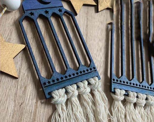 Haoser Set of 4 Boho Ramadan Lantern Macrame Garland,Islamic Wall Hanging,Islamic Boho,Ramadan Decor, Ramadan Lantern Hanging Ornament|Ramadan Decorations for Home |Ramadan Decorations Lanterns - Image 4