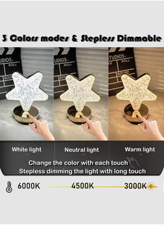 Toshionics Rechargeable Star-Shaped Crystal Diamond Table Lamp Cordless Luxury LED Nightlight with 8-Hour Battery Life 3 Light Intensities Touch Control & Color Changing Feature Elegant Acrylic Decorative Nightstand Lamp for Bedroom Living Room Parties & Restaurants USB Type-C Charging Romantic Ambient Lighting Modern & Trendy Home Décor Perfect Gift for Holidays Birthdays & Christmas  - Image 4