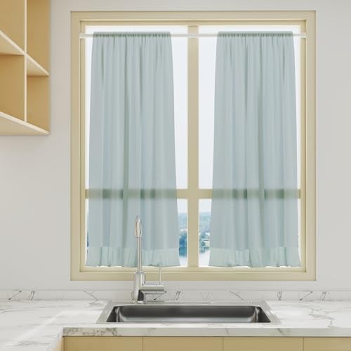 QINGYUN 2 Pack White Spring Tension Curtain Rods 28-48 Inches, Spring Loaded Curtain Rods No Drilling, Adjustable Small Tension Rod for Windows, Kitchen, Doorway, Bathroom, Closet - Image 2