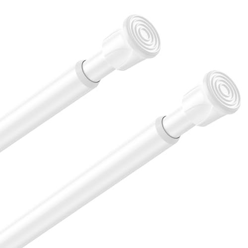 QINGYUN 2 Pack White Spring Tension Curtain Rods 28-48 Inches, Spring Loaded Curtain Rods No Drilling, Adjustable Small Tension Rod for Windows, Kitchen, Doorway, Bathroom, Closet - Image 1