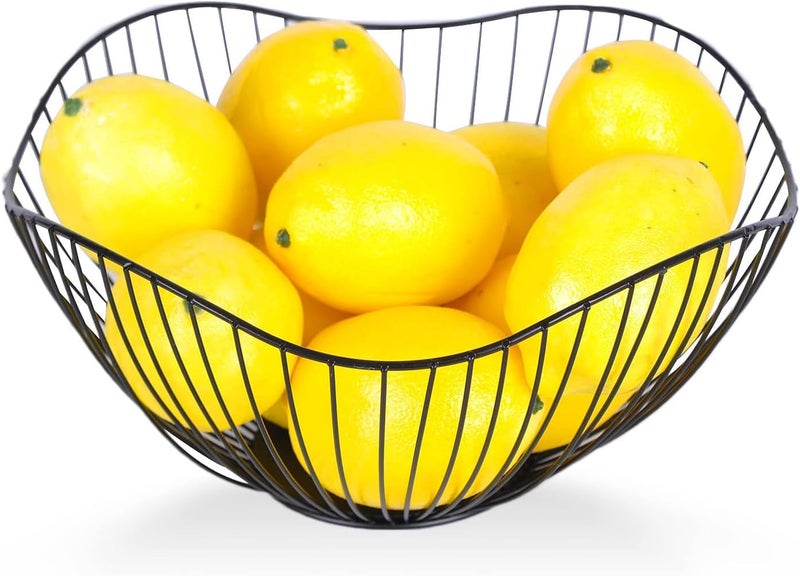 IBWell High Style CurvedEdge Modern Creative Stylish Single Tier DishMetal Iron Wire Fruit Vegetables Bread Decorative Stand Serving Bowls Basket Holder Black - Image 3