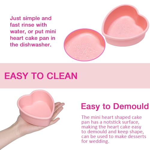 Pharamat Mini Silicone Heart Shape Cake Pan 3 Pack, 4 Inch Silicone Heart Cake Mold for Mini Cakes, Cheesecake, Pudding - Image 4