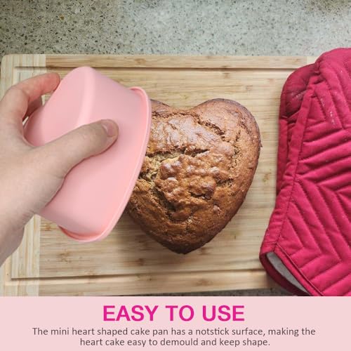 Pharamat Mini Silicone Heart Shape Cake Pan 3 Pack, 4 Inch Silicone Heart Cake Mold for Mini Cakes, Cheesecake, Pudding - Image 5