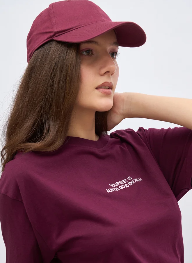 Styli Styli Embroidered Slogan Oversized T-Shirt