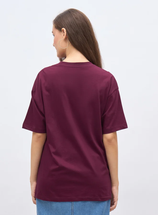 Styli Styli Embroidered Slogan Oversized T-Shirt