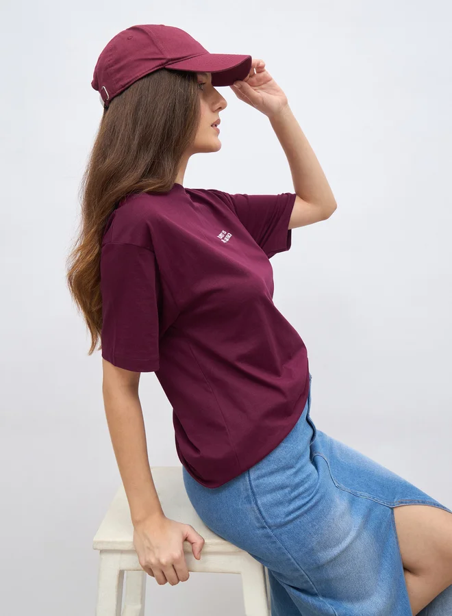 Styli Styli Embroidered Slogan Oversized T-Shirt