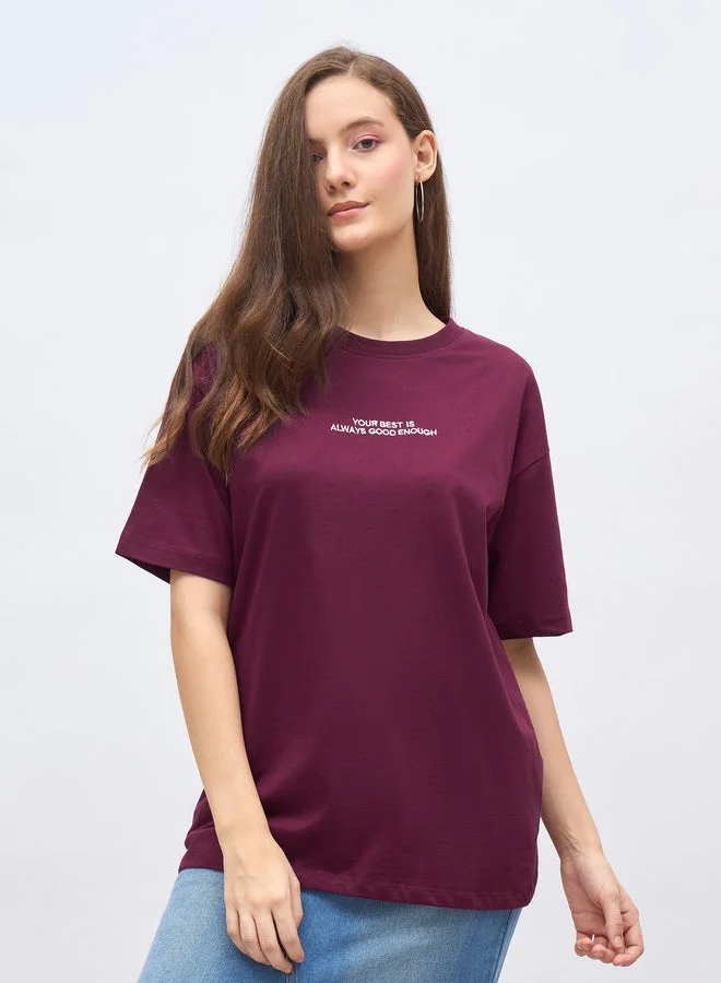 Styli Embroidered Slogan Oversized T-Shirt