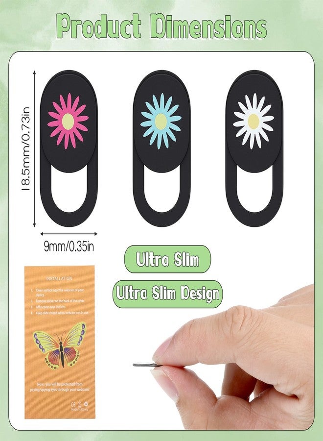 Styquenzer 3 PCS Computer Camera Cover Slide, Cute Thin 0.7mm Flower Laptop Camera Cover Slide, Protect Your Visual Privacy, Webcam Cover-Slide Phone Cameras Covers Blocker for Phone Computer Desktop Tablet - Image 2