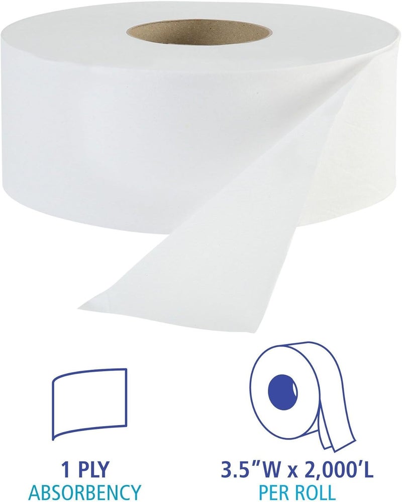 Boardwalk B6111 312 in x 2000 ft JRT Jr 1Ply Bath Tissue  Jumbo White 12Carton - Image 3