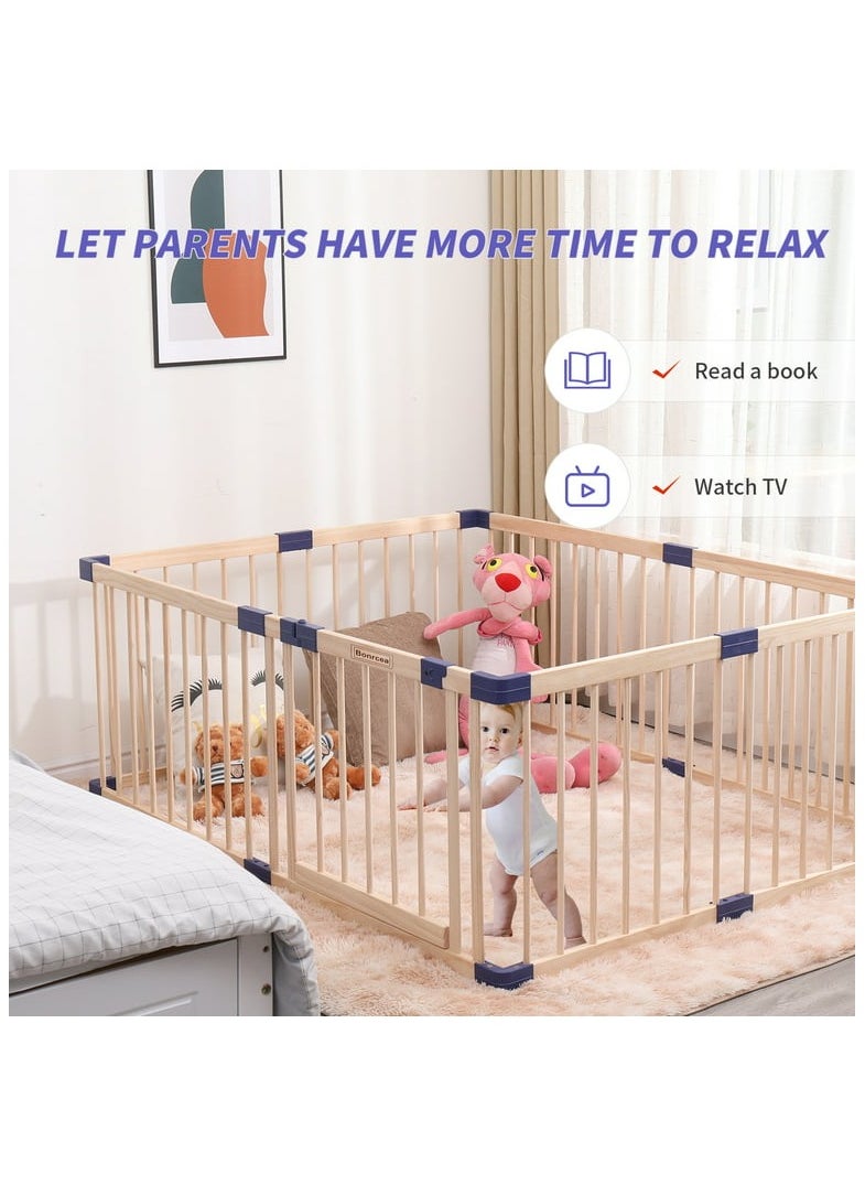 Generic - Foldable Wooden Playpen With Gate 180 x 180 Cm - Image 1