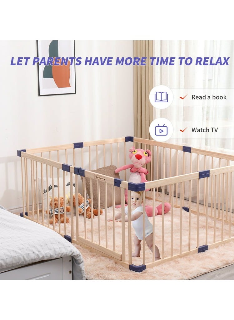 Generic - Foldable Wooden Playpen With Gate 180 x 180 Cm - Image 1