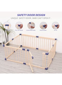 Foldable Wooden Playpen With Gate 180 x 180 Cm