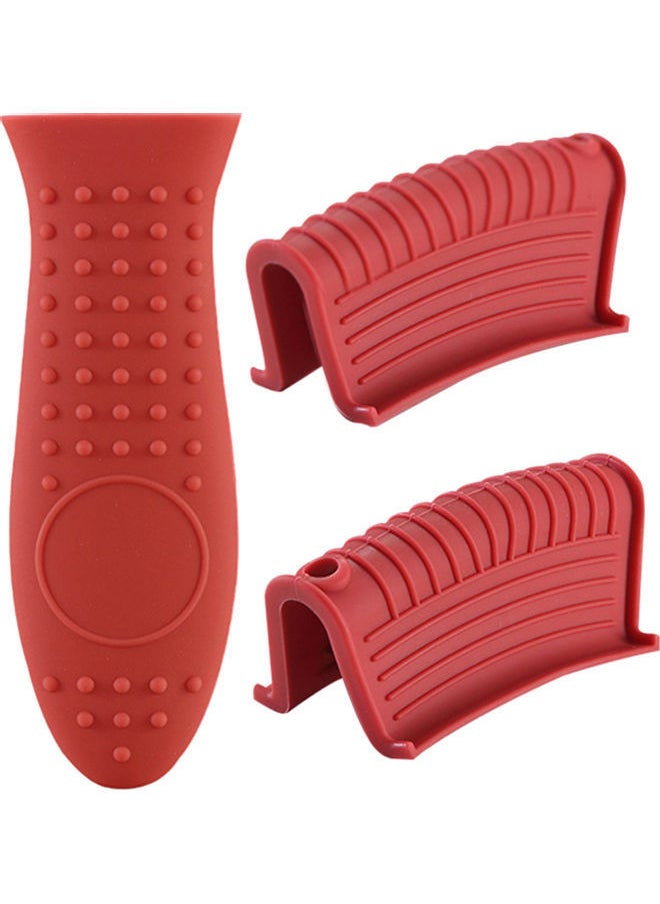 NIBEMINENT 3-Piece Pot Holder Sleeve With Ear Clips Red  - Image 1