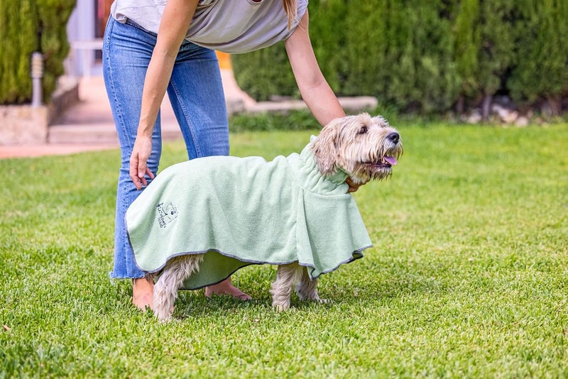 Vigar Pets Club Microfibre Bathrobe  Dog Bathrobe Towel Wrap Super Absorbent Dog Drying Coat Bath Robe for Medium  Large Dogs Green - Image 2