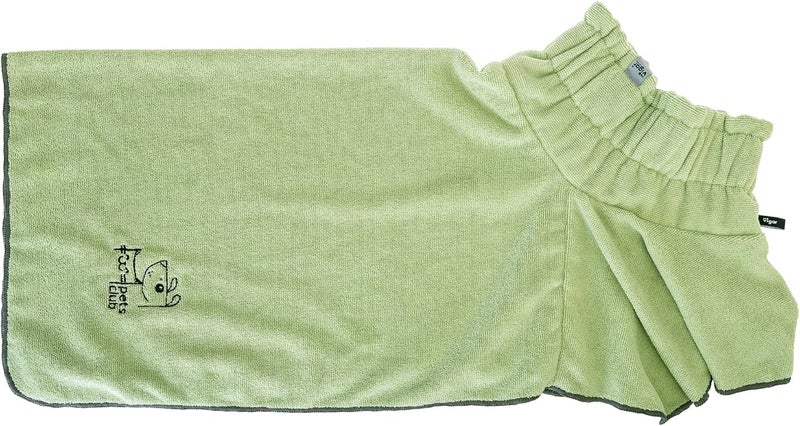 Vigar Pets Club Microfibre Bathrobe  Dog Bathrobe Towel Wrap Super Absorbent Dog Drying Coat Bath Robe for Medium  Large Dogs Green - Image 1
