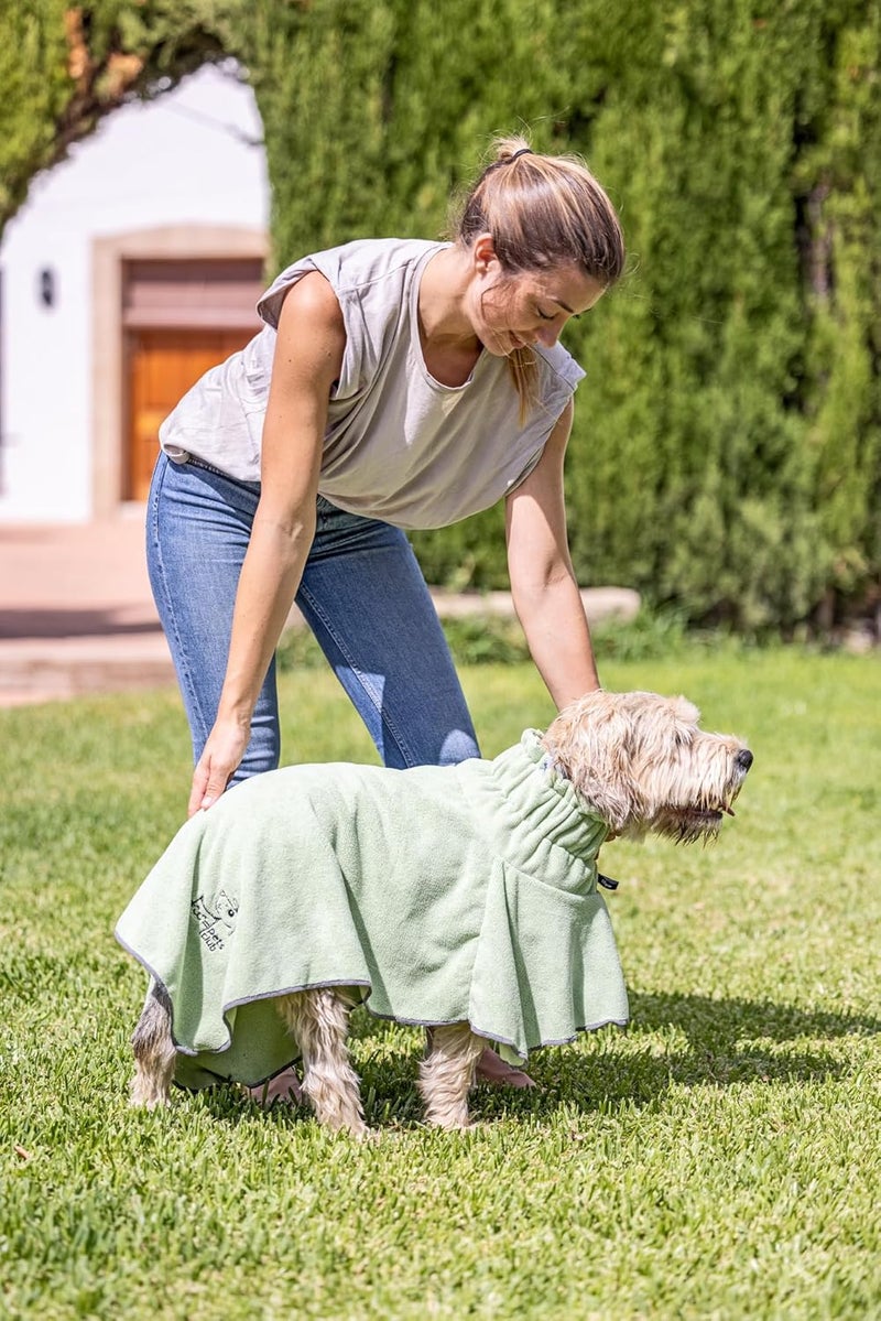 Vigar Pets Club Microfibre Bathrobe  Dog Bathrobe Towel Wrap Super Absorbent Dog Drying Coat Bath Robe for Medium  Large Dogs Green - Image 5