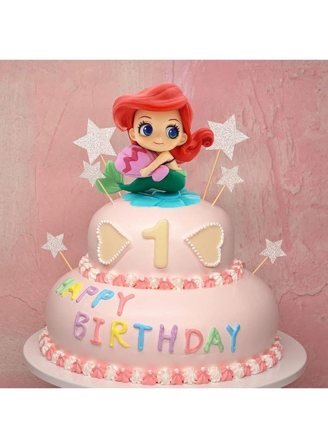 Sienon Mermaid Cake Topper Little Mermaid Doll with Seashells for Ariel Cake Decoration Mermaid Figurines for Under the Sea Mermaid Theme Princess Kids Birthday Baby Shower Party Supplies - Image 2