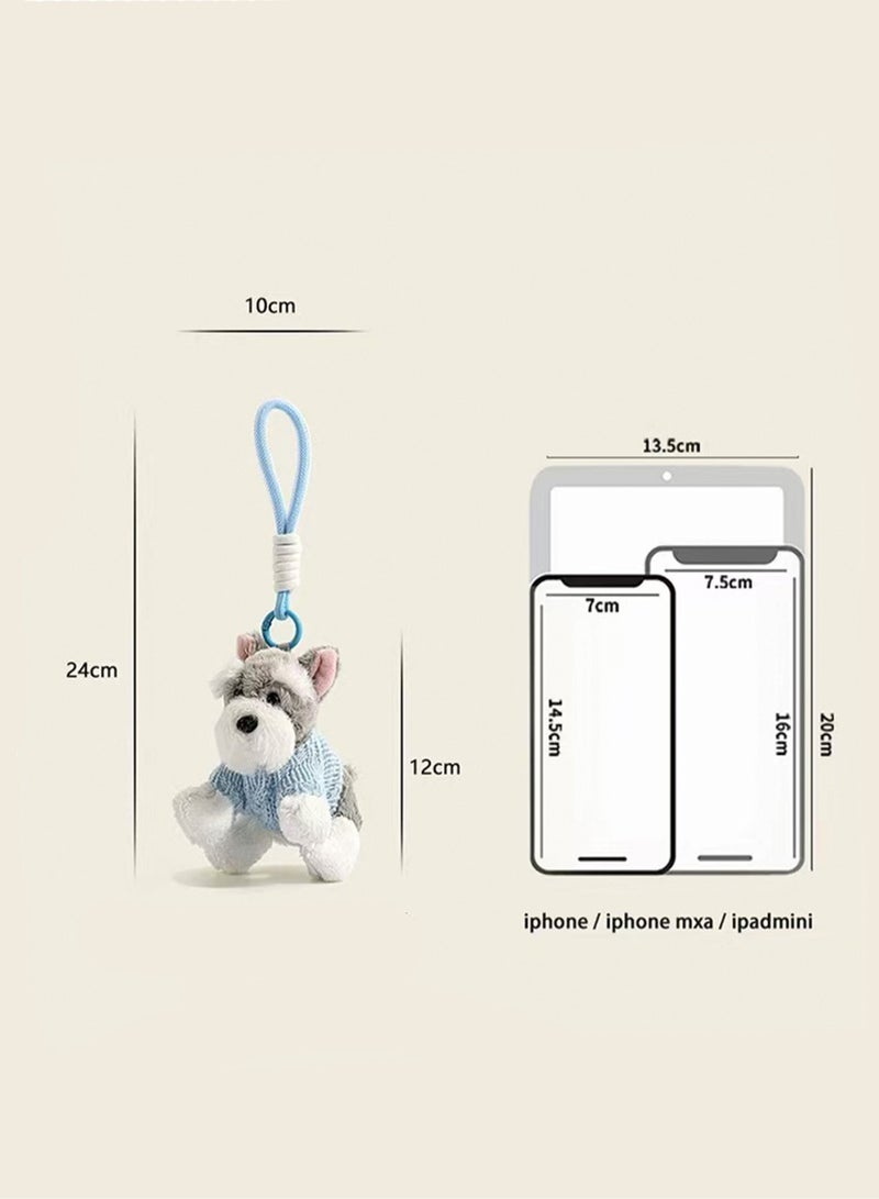 Cartoon Creative Puppy School Bag Pendant, Cute Keychain Plush Doll School Bag Pendant (Blue Sweater) - Image 2