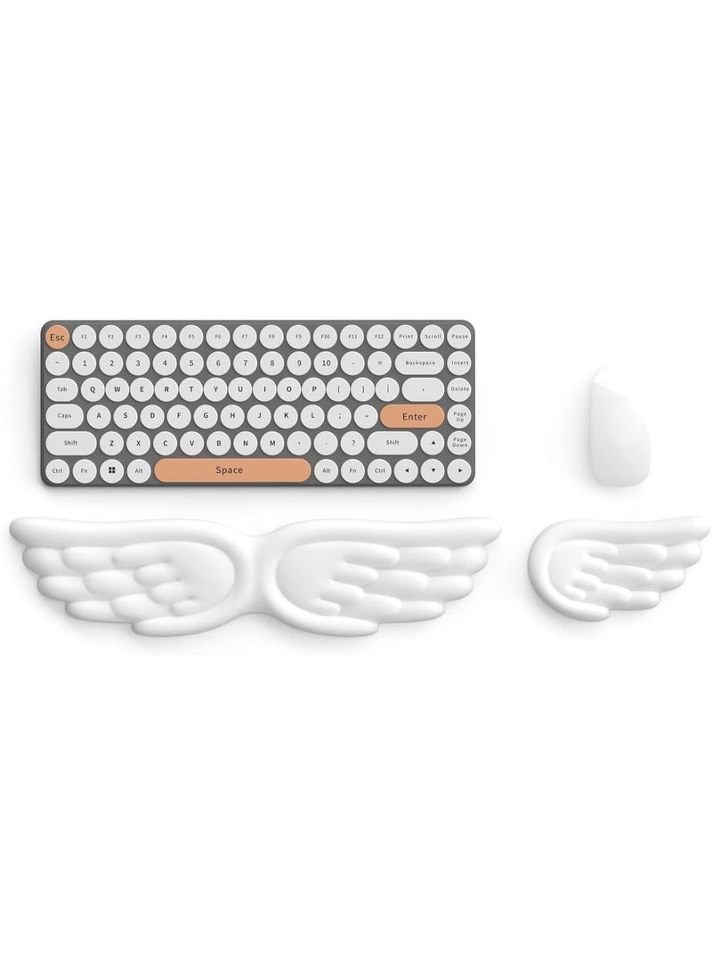 NANAO Angel Wing Keyboard Wrist Rest, 3 in 1 Memory Foam Mouse Wrist Cushion Support, Mouse Pad Wrist Support for Computer, Laptop, Soft Wrist Rest for Keyboard, Easy Typing & Pain Relief, White - Image 1
