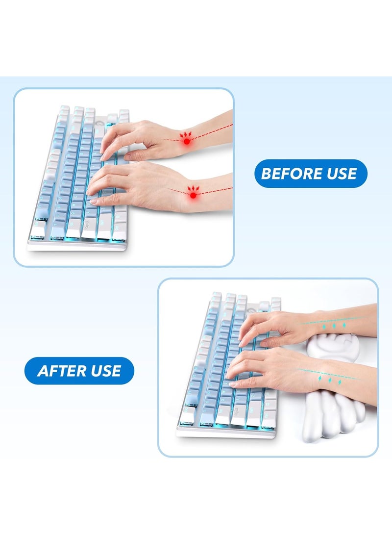 NANAO Angel Wing Keyboard Wrist Rest, 3 in 1 Memory Foam Mouse Wrist Cushion Support, Mouse Pad Wrist Support for Computer, Laptop, Soft Wrist Rest for Keyboard, Easy Typing & Pain Relief, White - Image 2