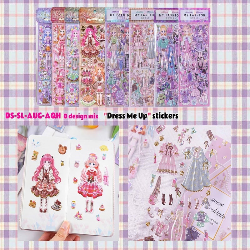 DEOXY Pack of 8 Sheet Decorative Wax Seal Stickers PVC 3D Puffy Dress Up 8 Pic Princess Sticker 3D Dress Up Stickers Laptop Book - Image 3