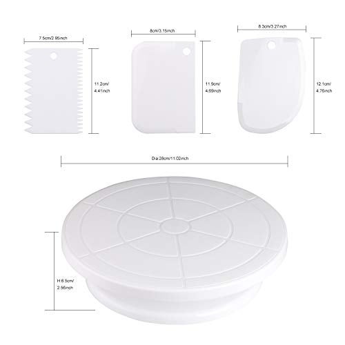 Miecux Cake Decorating Turntable,Cake Decorating Supplies with Decorating Comb/Icing Smoother(3pcs),2 Icing Spatula with Sided & Angled … - Image 3
