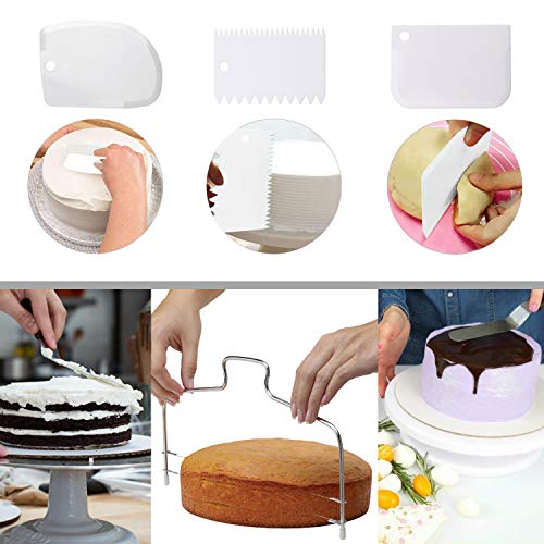 Miecux Cake Decorating Turntable,Cake Decorating Supplies with Decorating Comb/Icing Smoother(3pcs),2 Icing Spatula with Sided & Angled … - Image 2