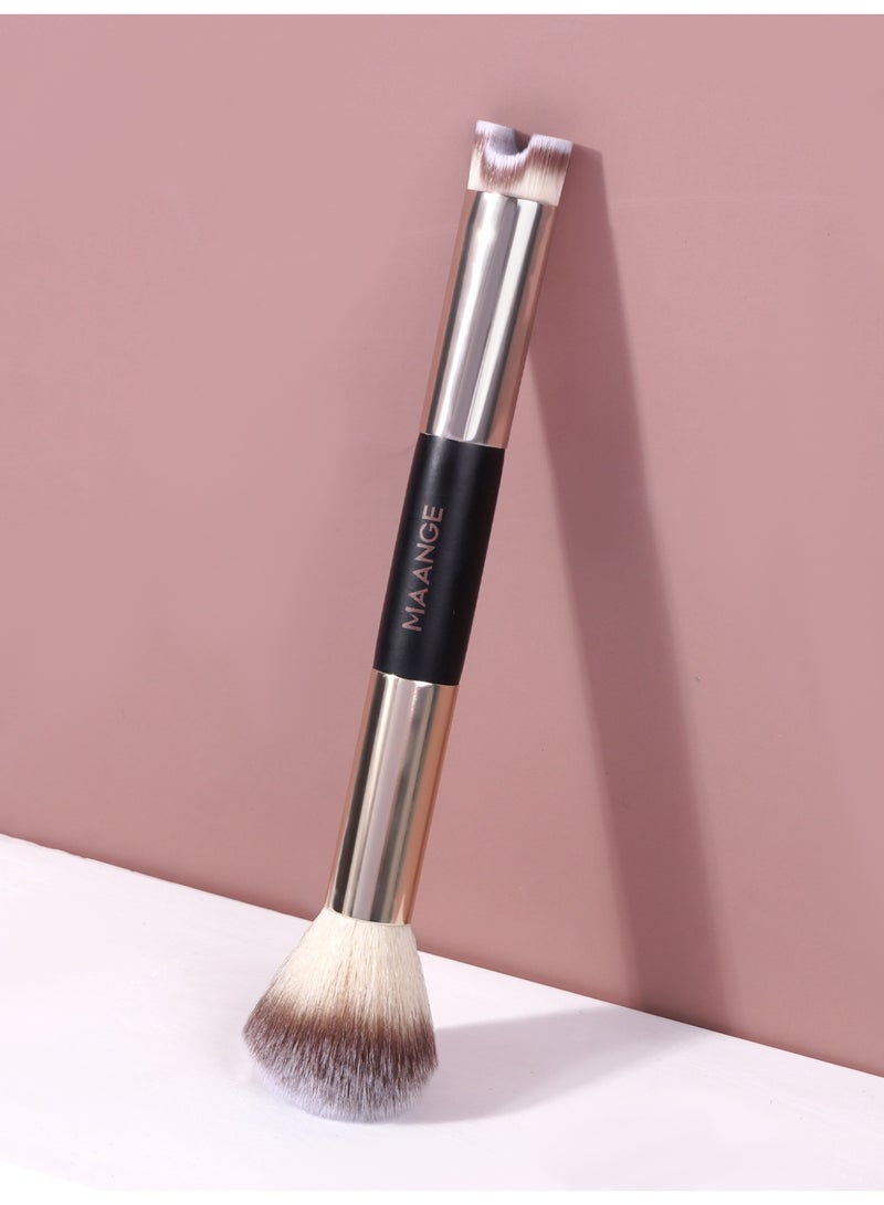 MAANGE Foundation Brush Double Ended Angled Round Contour Brush Powder Liquid Cream Concealer Blush Brush (Gold) - Image 4