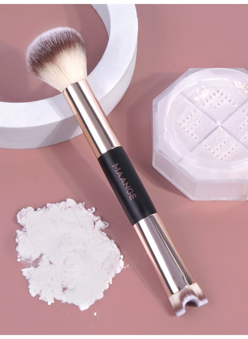 MAANGE Foundation Brush Double Ended Angled Round Contour Brush Powder Liquid Cream Concealer Blush Brush (Gold) - Image 3