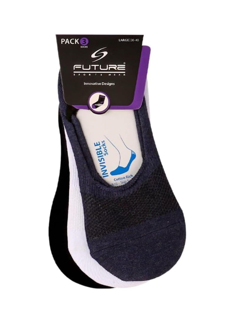 Future Future Socks Invisible With Silicon Stripes for women Pack of 3 size 36-40 Multicolor  - Image 1