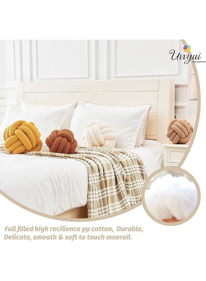 erorex Knot Pillow Ball Soft Home Decorative Round Throw Pillow Handmade Knotted Plush Pillow Round Boucle Pillow Cushion 8.6 Inches Ivory - Image 3