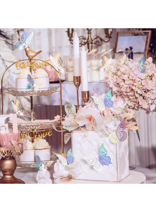 SAOROPEB 3D Butterfly Wall Decor 48 Pieces S 4 Styles 3 Sizes Butterfly Birthday Decorations Butterfly Party Decorations Cake Decorations Removable Stickers Laser - Image 3
