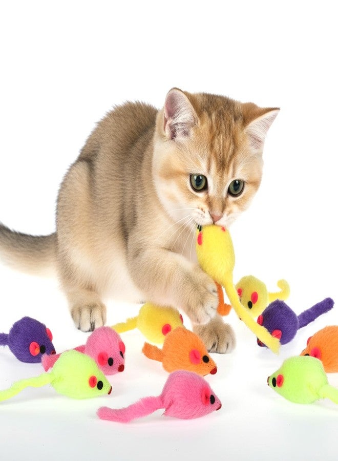 KFHENSOMR 12Pcs Faux Fur Cat Mice Toys with Plastic Body Cat Mouse Toys for Indoor Cats Interactive Catnip Toys Rattle Cat Mouse Toys for Kittens, Cats (Multicolor) - Image 1