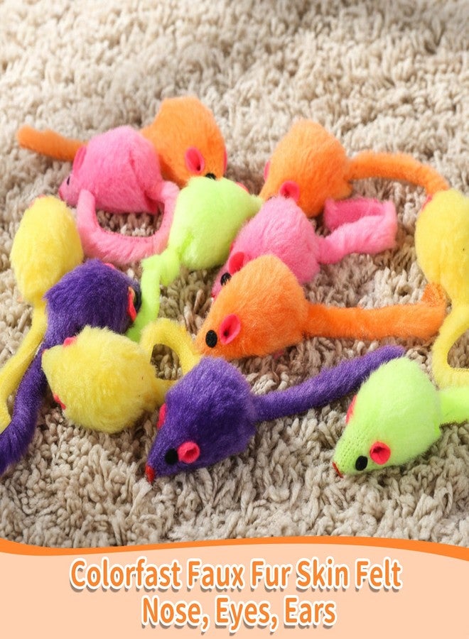 KFHENSOMR 12Pcs Faux Fur Cat Mice Toys with Plastic Body Cat Mouse Toys for Indoor Cats Interactive Catnip Toys Rattle Cat Mouse Toys for Kittens, Cats (Multicolor) - Image 3