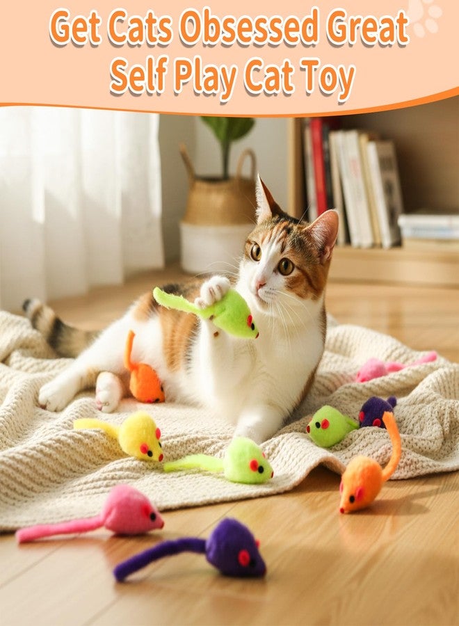 KFHENSOMR 12Pcs Faux Fur Cat Mice Toys with Plastic Body Cat Mouse Toys for Indoor Cats Interactive Catnip Toys Rattle Cat Mouse Toys for Kittens, Cats (Multicolor) - Image 2