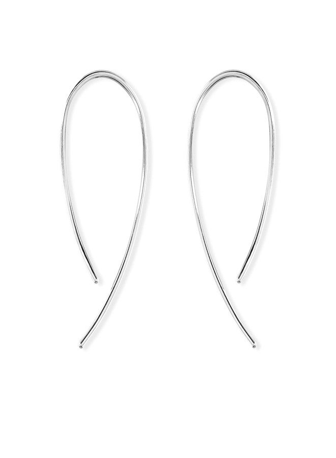 Boma Jewelry Sterling Silver Wire Loop Pull Through Threader Hoop Earrings - Image 1