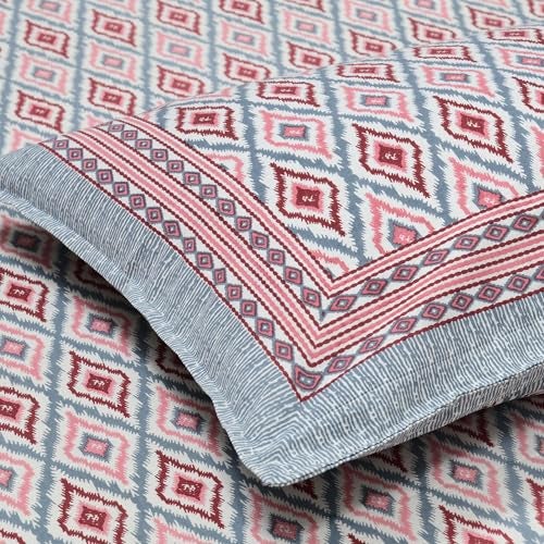 DE CAMA Since 1997 | 100% Cotton 300 TC Premium King Size Bedsheet for Double Bed (90 x 108 Inch) with 2 Pillow Covers Set (17 x 27 Inch) Designer Printed Bedsheet Set - Ikat Lavender - Image 2