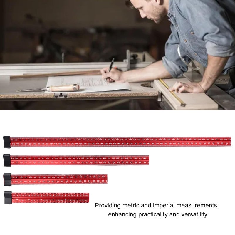 4 Piece Woodworking Ruler Set 6 8 12 20 Inch Aluminum Alloy Metric Imperial Engineer Ruler - Image 5