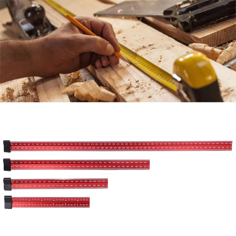 4 Piece Woodworking Ruler Set 6 8 12 20 Inch Aluminum Alloy Metric Imperial Engineer Ruler - Image 4