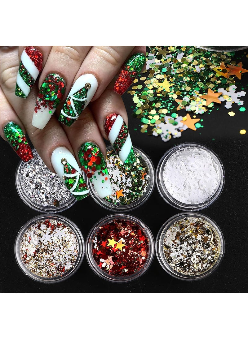 AUOCATTAIL - Christmas Nail Art Sequins Nail Glitter Jewelry Set Christmas Laser Snowflake Design Holographic Nail Accessories for Acrylic Nails DIY Craft - Image 1