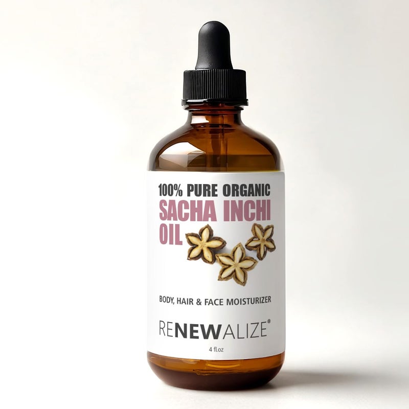 Organic SACHA INCHI SEED OIL  100 Pure All Natural Cold Pressed  Large 4 oz Glass Bottle  Locks in Moisture For Face Body and Hair