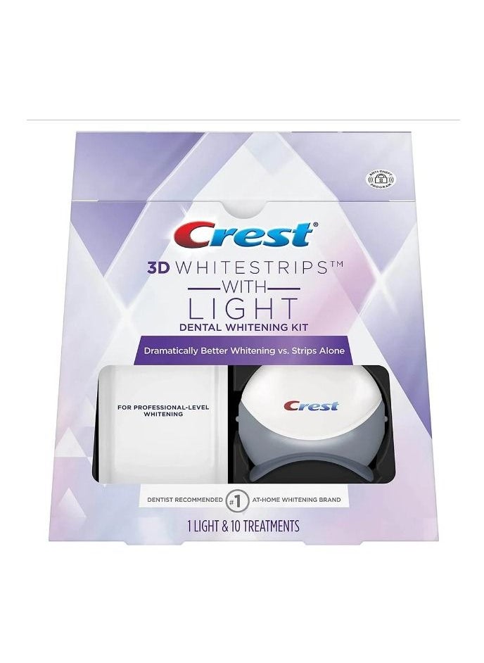 Crest - Crest 3D Whitestrips with Light, Teeth Whitening Strip Kit, 20 Strips (10 Count Pack) - Image 1