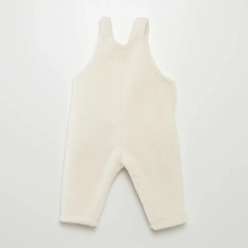 Kiabi Sheepskin-Effect Dungarees White