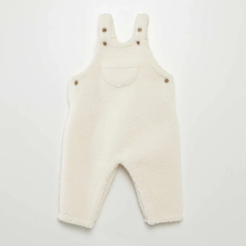 Kiabi Sheepskin-Effect Dungarees White