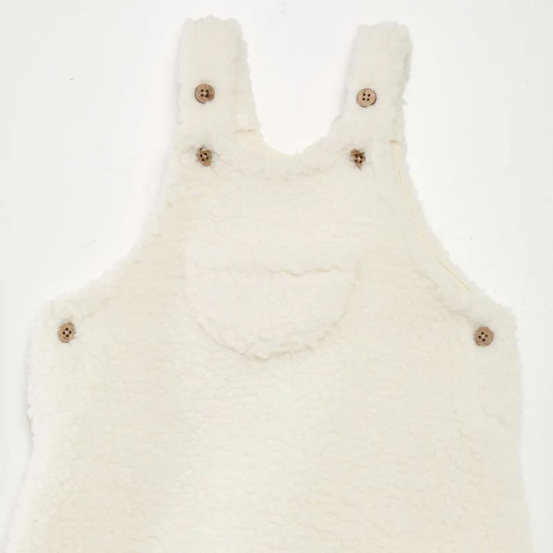 Kiabi Sheepskin-Effect Dungarees White