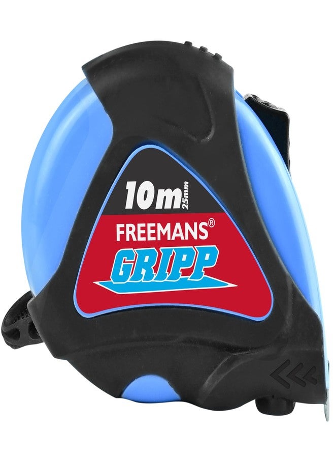 FREEMANS GRIPP 10m:25mm Steel Inchi Measuring Tape - 10m (Blue) With Rubberized Unbreakable ABS case || Pause Button || Click Action Front Lock and Belt Clip - Image 1