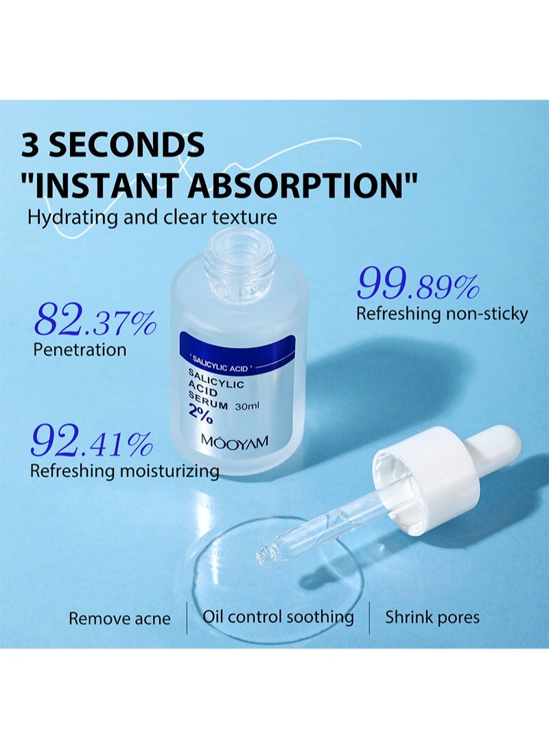 MOOYAM Salicylic Acid Facial Set,2% Salicylic Acid Cleanser 80g+Facial Serum 30ml with Salicylic Acid 2%+Acne Cream 20g with 2% Salicylic Acid,Deep Moisture and Oil Control,Pore Cleaning,Soothing For Acne-Prone Skin,Unisex,Hypoallergenic,Ideal For All Skin Types - Image 5